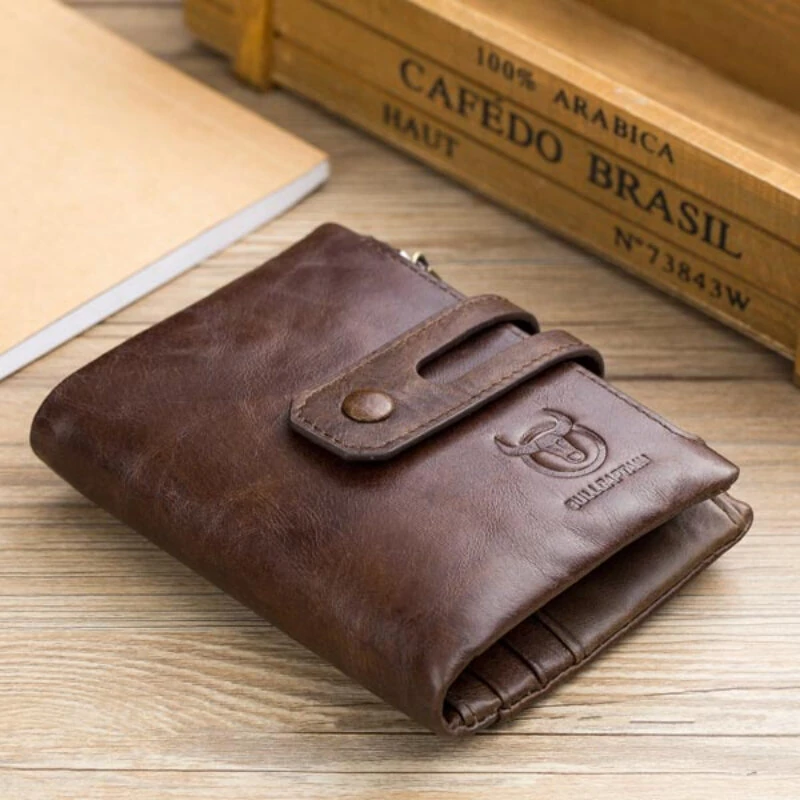 BULLCAPTAIN Mens Retro Genuine Leather Wallet RFID Anti-thef Multicard Slot Wallet Card Holder Double Zipper Coin Purse Cowhide Leather Wallet (image for) BULLCAPTAIN Mens Retro Genuine Leather Wallet RFID Anti-thef Multicard Slot Wallet Card Holder Double Zipper Coin Purse Cowhide Leather Wallet